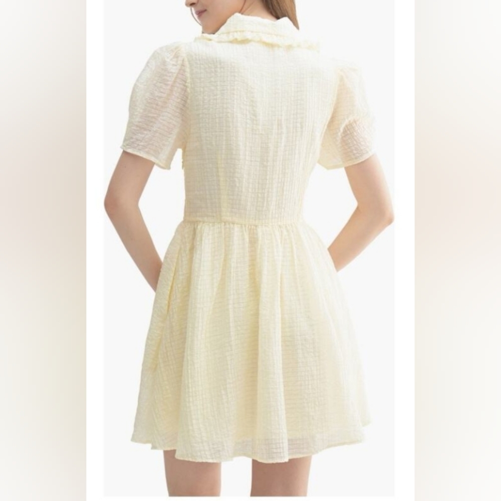 Lush Cream Textured Dress with Peter Pan Collar - Picture 4 of 4
